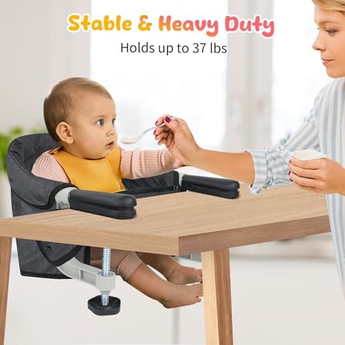 Toogel Hook-On High Chair, Foldable Portable Seat for 6-36 Months, Black — view 4