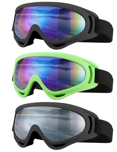 SixYard Ski Goggles, Motorcycle Goggles, 3 Pack Snowboard Snow Goggles for Men Women Adult Youth (Style 1)