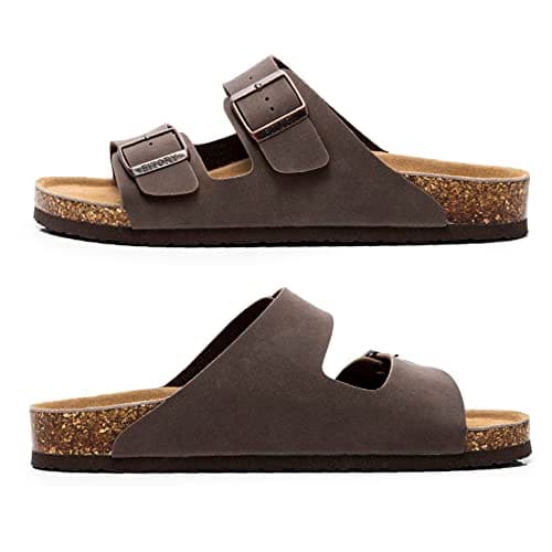 FITORY Men's Sandals, Cork Footbed Slip On Slides Brownish Yellow Size 7.5 — view 3