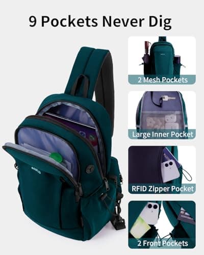 ECOHUB RFID Blocking Sling Bag, Anti-Theft Crossbody Bag for Travel, Sports — view 6