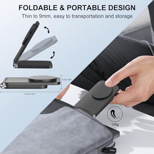 Wireless Charger, Magnetic Foldable Travel Fast Charging Station Stand for iPhone 16 15 14 13 12 Series, iPhone Wireless Mag-Safe Charger Dock for AirPods 3/2/Pro 2/Pro — view 4