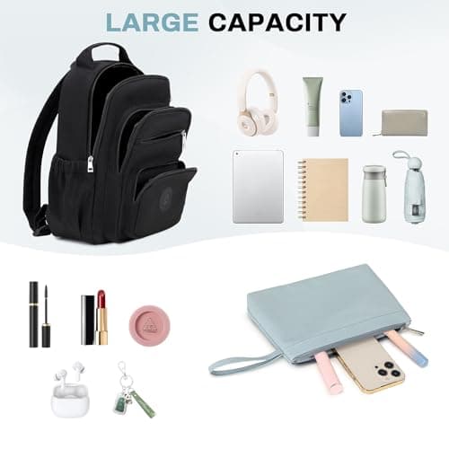 QIXIHU Mini Backpack for Women, Small Backpack for Ladies Bookbag Purse for Women with Handy Wallet and Luggage Strap, Black — view 5