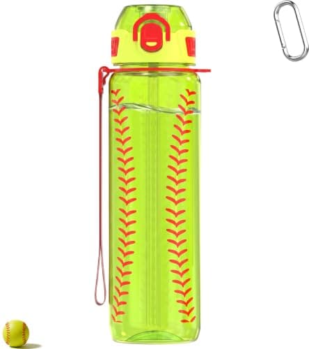 MYFOREST Softball Water Bottle, Lightweight, Quick-Open Gulp Lid/Straw