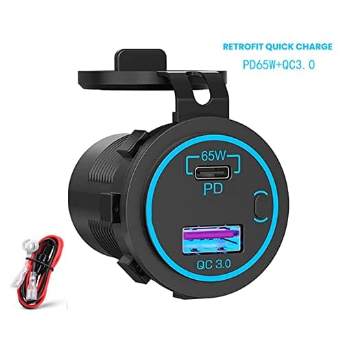 MRNHA 65W PD 12V USB Outlet for Laptop USB C Car Charger Socket Multi Port Outlet Waterproof Adapter for Car Boat Truck — view 5