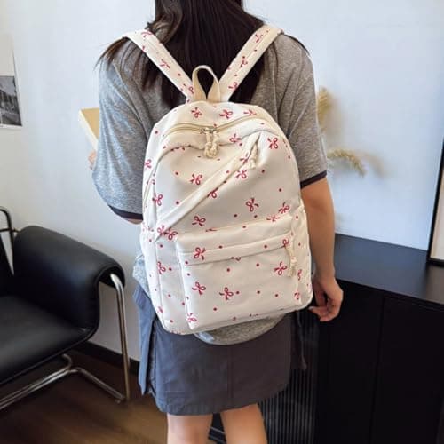 Pink School Bag for Girls Boys Kawaii Bow Backpack with Lunch Bag Pencil Case 3PC Set Coquette Style Daypack for Teens Primary Secondary Middle School Kids Outdoor Activities Hiking Daypack 6-18 Years — view 5