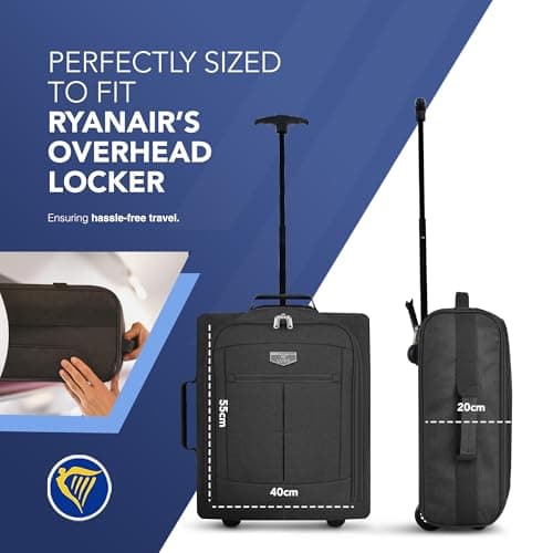 LUGG Cabin Size Lightweight Luggage - Durable 600D Polyester Snowflake Push Up Trolley - Solid Wheels - Easyjet, Ryanair, British Airways - Airway Locker (55x40x20cm) — view 2