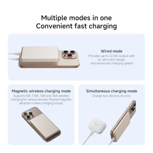 Xiaomi Super Slim Magnetic Power Bank 5000mAh, MagSafe Charger, Gold — view 4