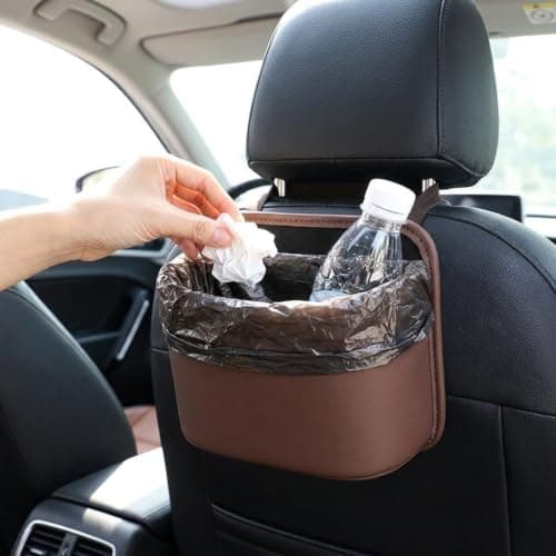 Baoblaze Car Door Organizer Featuring Trash Can Storage Box and Built in Cup Holder Leather Fleece Material Suitable for Vehicles Road Trips Commute, Large/Brown, Brown, Large — view 4