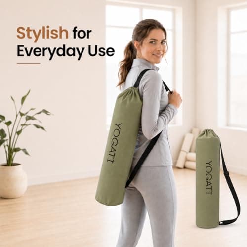 YOGATI® Yoga Mat Bag | Large Synthetic Cotton Yoga Mat Bags for Women and Men with Adjustable Strap | Perfect for Pilates and Exercise Mats | 19x80 cm Yoga and Pilates Mat Bag. Green — view 5