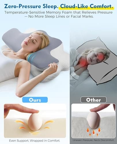 Drifina Orthopaedic Neck Support Pillow for Side Sleepers, Cervical Memory Foam Pillow for Neck & Shoulder Pain Relief, Dual-Height Ergonomic Bed Pillow, Cooling Washable Cover, 100-Night Trial — view 4