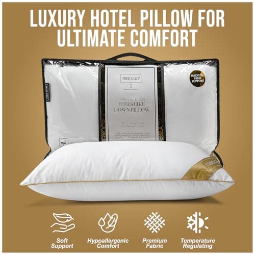 GC GAVENO CAVAILIA Medium Support Pillow 5Pack With 100% Cotton Cover | Bounce-Back Neck Support Bed Pillows Standard Size Single Pillow | Hotel Quality Pillows For Back Pain & Side Sleepers, 74x48cm — view 3