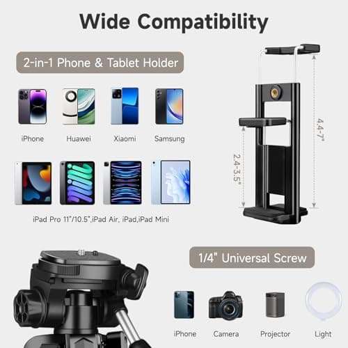 JOILCAN iPad Tripod for Phone, 68" Lightweight Camera Tripod for Tablet — view 2