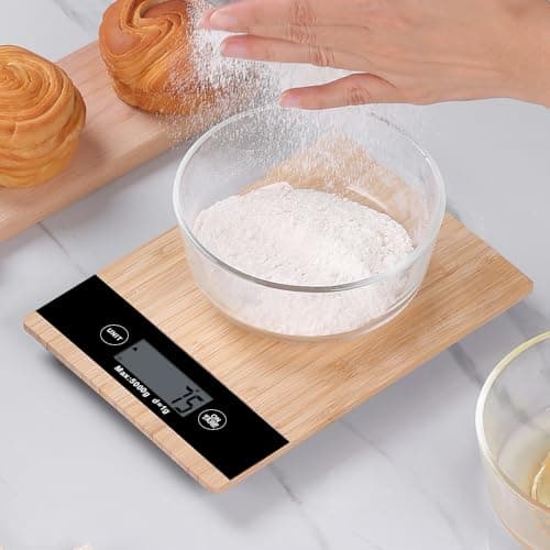 SHABBIR TRADERS LTD Wooden Bamboo Digital Kitchen Scale 5kg | Electronic Food Weighing Scale with LCD Display & Battery Powered Design for Cooking & Baking — view 3