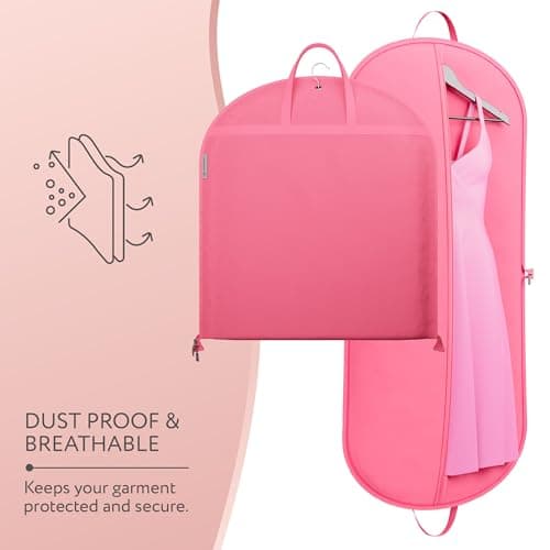 Hangerworld 54 Inch Zipped Pink Suit Dress Cover Travel Carrier Bag with Handles – Full-Length Zip and Secure Closure for On-The-Go — view 4