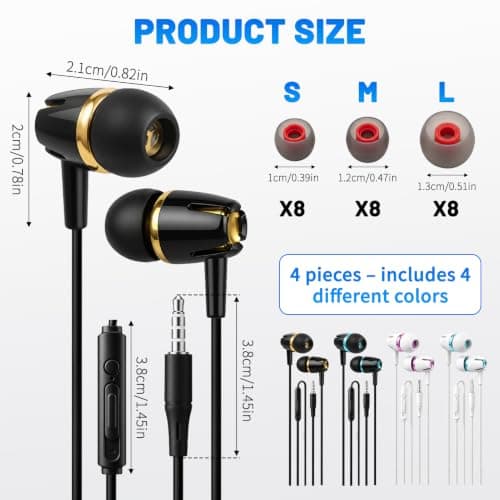 4 Pack 3.5mm Jack In Ear Wired Noise Cancelling Earphones with Microphone — view 2