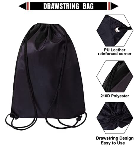 SAWANS Drawstring Bags Gym Swimming School Sports Bag Unisex 1PCS Trainer String Bag Sack Backpack PE Bags for Women Men Children Travel Beach Kids Boys Girls Outdoor Shopping (Black 1pc) — view 3