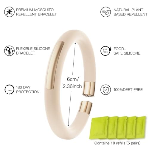 Tuocal Mosquito Repellent Bracelet, Refillable Insect Repellent Bracelet with 10 Essential Oil Refills, DEET-Free Mosquito Repellent Band for Kids and Adults — view 2