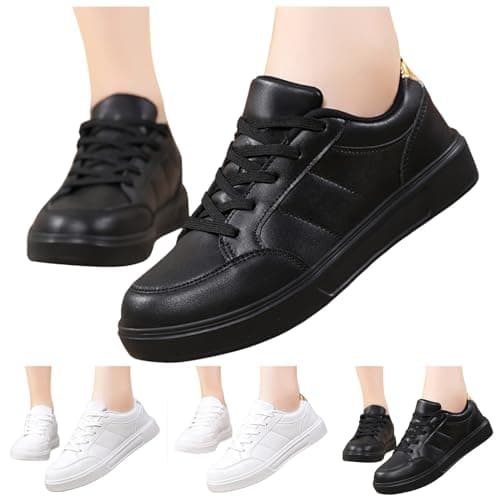 Casual Trainers for Women Flexible Lace Up Sports Shoes Flat Sole Everyday Travel Walking Trainers Gold — view 6