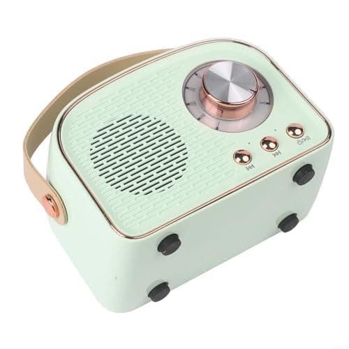 Retro Wireless Speaker with FM Radio, Portable Bluetooth5.0 Stereo Sound, USB/TF Card Playback, 500mAh Battery, Compact Design for Travel, Home, Party (pink) (green) — view 2