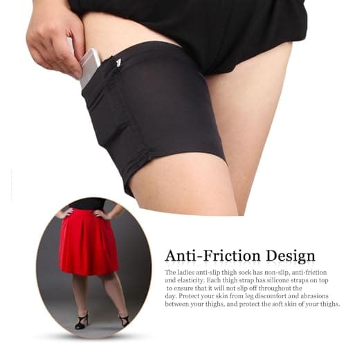 Thigh Sock Strap - 68cm Thicken Garter | Spandex Non-Slip Concealed, Hidden Thigh Wallet With Pockets For Phone Cash And Cards Breathable Security Purse For Travel Weddings And Party — view 3