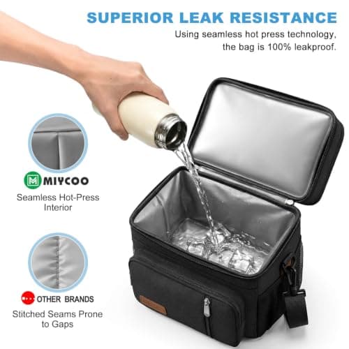MIYCOO Lunch Bag & Lunch Box for Men Women Double Deck - Leakproof Insulated Soft Large Adult Lunch Cooler Bag for Work Picnic (Black,15L) — view 4