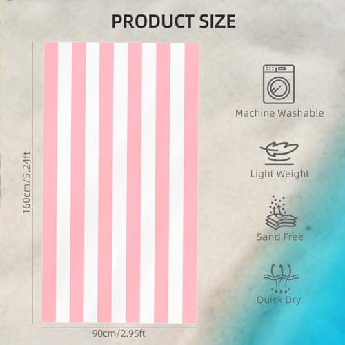 CNMTCCO Large Beach Towel for Adults with Bag - Quick Dry Microfibre - 100% Recycled Towel - Sand Free, Lightweight, Compact (160x90cm, 63x35in) (Pink) — view 4