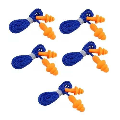 Xuamaea 5-Pack Corded Silicone Ear Plugs – Reusable Noise Cancelling Earbuds with Lanyard for Sleeping, Studying & Hearing Protection