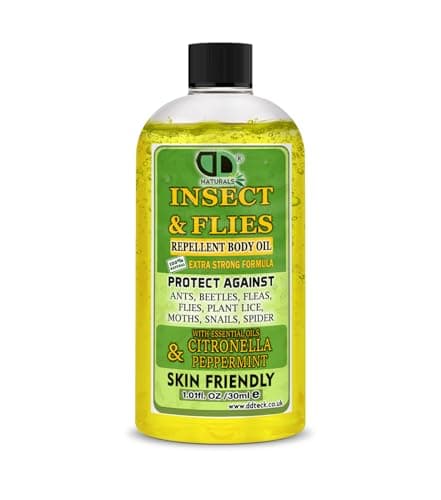 Mosquito Repellent, Insect Repellent, Fly & Tick Repellent Body Oil with Citronella & Peppermint Essential Oils for All Body Types DEET-Free. Safe for Pregnant Women & Kids. Travel Size (30ml Cap)