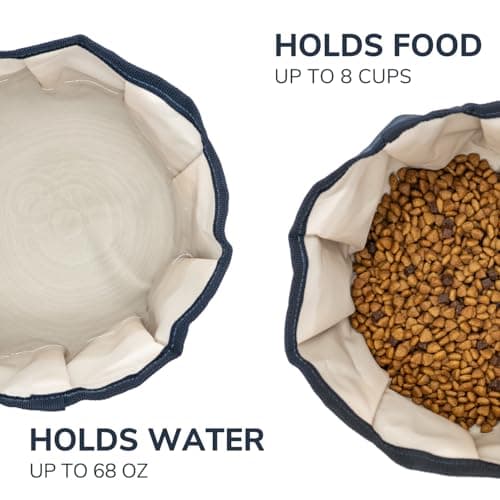 LumoLeaf Collapsible Dog Travel Bowls, Large Lightweight Foldable Bowl, Water and Food Bowls for Pets Dogs Cats with Zipper (Single (White)) — view 2