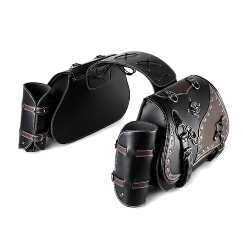 Jazuaiao General Motorcycle Saddlebag Set Waterproof PU Leather Side Bags with Drink Holder Stylish Bag for Daily Large Capacity Storage — view 3