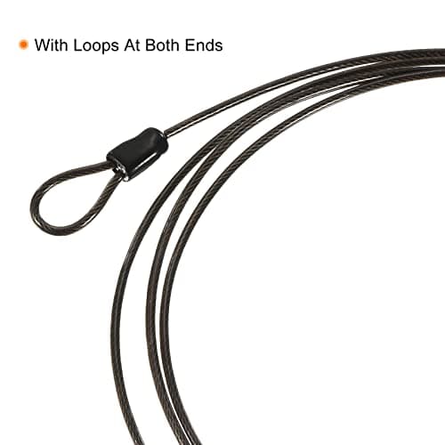 PATIKIL Security Steel Cable 2.5mm x 1m/3.28ft Coated Luggage Lock Wire Rope with Double Loop Black — view 4