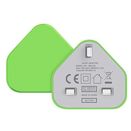 SLTX UK 3 Pin Plug USB Mains Charger Adapter, 1AMP 1000mAh Travel USB Charger +Type C USB Cable 1M,Triple Braided Nylon USB-C Charger Compatible for Galaxy S9/S8+/S8, Note 8, Sony XZ, Nintendo Switch — view 2