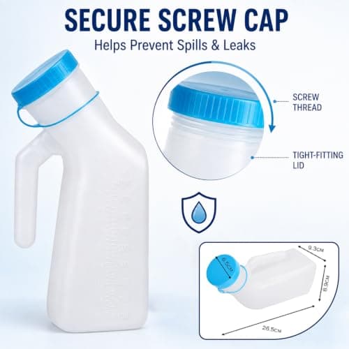 Urinal Bottles for Men 2 Pack – 1000ml Pee Bottle with Glow in The Dark Lid — view 3