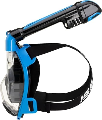 Cressi Duke Action Full Face Snorkel Mask - CO2 Safe Dry Snorkel System - Wide View Anti Fog Mask - Action Cam Mount for Snorkelling - Black/Blue - M/L — view 4