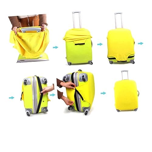 Suitcase Cover Elastic Stretch Fabric Protective Bag for 22-inch Yellow — view 4