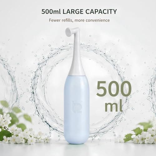 T2 Peri Bottle 500ml — Portable Bidet & Perineal Bottle for Women, Postpartum Pain Relief After Birth — Angled Nozzle, BPA-Free EVA, Travel Cap & Bag — Hospital Bag Essential (Sky Blue) — view 6