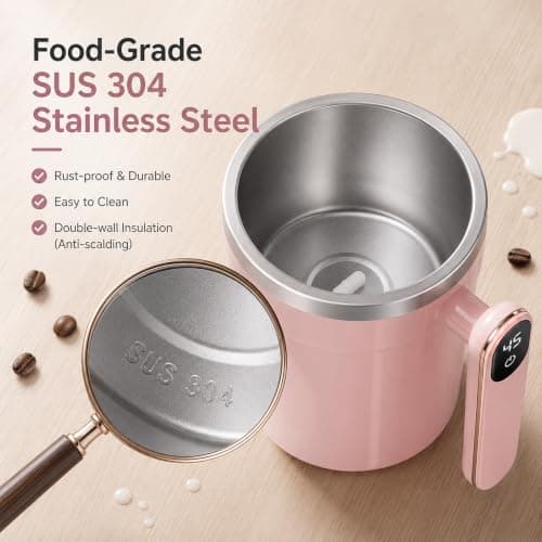 Tryora 400ml Stainless Steel Automatic Magnetic Self-Stirring Coffee Mug — view 5
