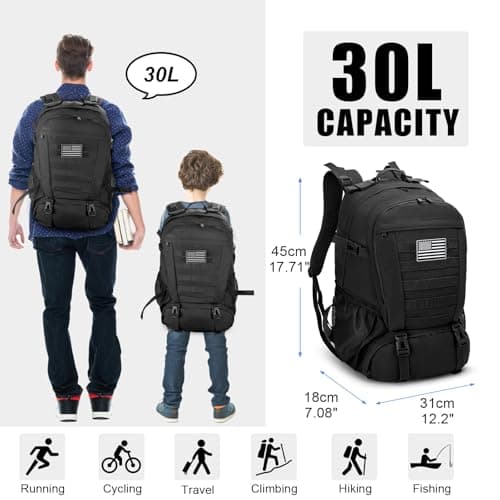 Jueachy Military Tactical Backpack 30L Water Resistant Rucksack for Men — view 6