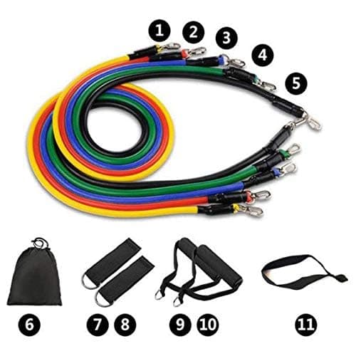 Nature Therapy Home Fitness Accessory Resistance Tube Resistant Bands Set (11 PCS) With Carrying Bag Muscle Building Strength Training Yoga Pull Rope Home Gym Equipment — view 5