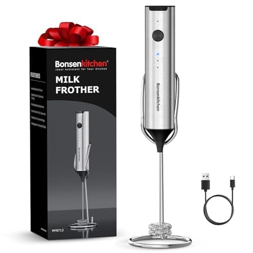 Bonsenkitchen USB Rechargeable Stainless Steel Electric Milk Frother,MF8713
