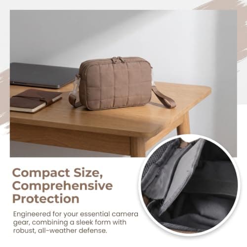 Naapesi Digital Camera Case, Lightweight Waterproof Crossbody Camera Bag, Small Protective Camera Pouch Compatible with Canon PowerShot/Sony RX100/GoPro, for Battery and Other Accessories (Khaki) — view 3