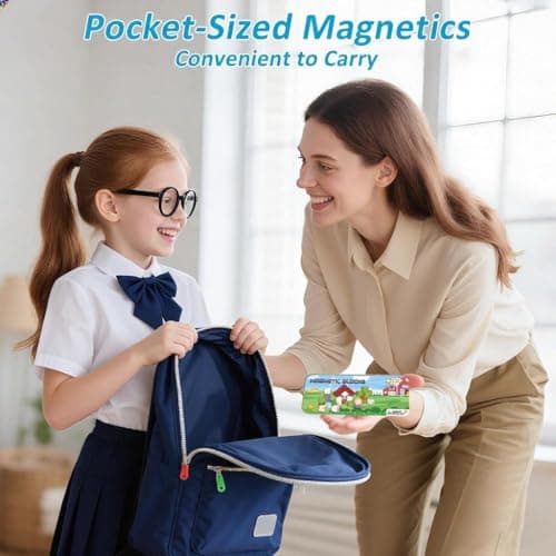 35 Pcs Travel Magnetic Tiles, Mini Building Blocks with Iron Box for Kids — view 6