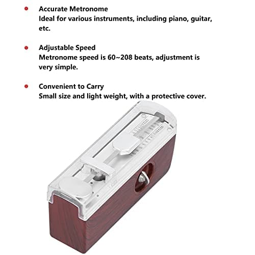 Mini Mechanical Metronome for Piano Guitar Violin, Burgundy — view 4