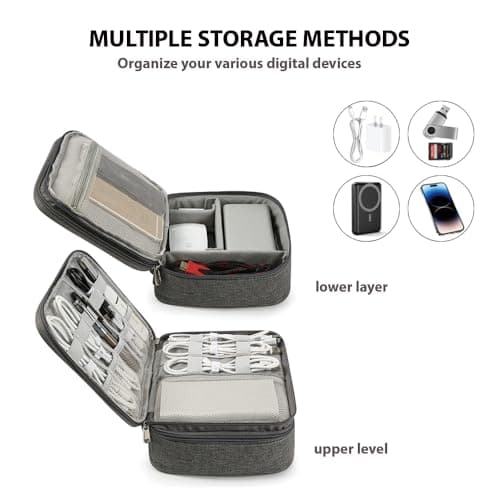 Waterproof Electronic Accessories Bag，for Charging Cables、Power Bank, Grey — view 4