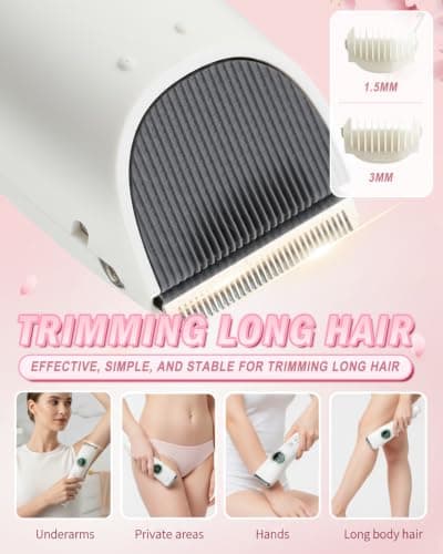 Maraiss 2 in 1 Electric Lady Shaver, Bikini Trimmer Women with Smart LED Display & Light, IPX6 Waterproof Wet & Dry Ladies Shavers for Legs Underarms Face, Cordless USB-C Razor with Travel Lock — view 3