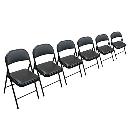 TekBox Folding Faux Leather Chair - Steel Event & Desk Seating (6, Black)
