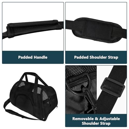 Soft Sided Portable Cat Carrier, Foldable Pet Travel Carriers Bag For Cats/Small Dog/Puppy With Shoulder Strap & Removable Mat,Comfort Cat Basket Airline Approved(Black/Medium) — view 4