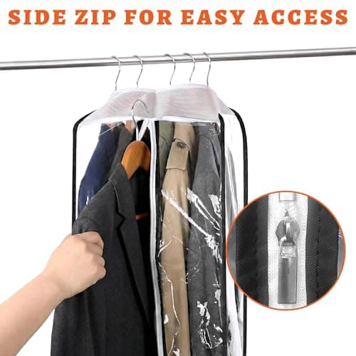 2Pcs Garment Bags Clear with Zipper for Open Closet. Full Clear Clothes Covers — view 6