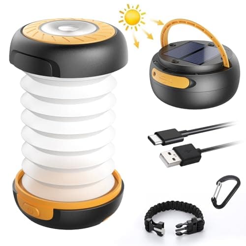 GlobaLink Rechargeable Camping Lantern, Solar Powered Camping Light，Yellow