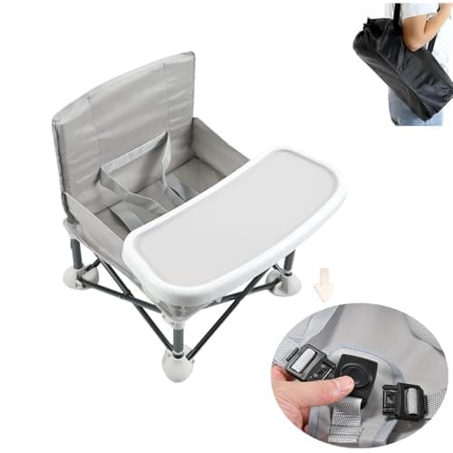 HB.YE Baby Folding Dining Chair Portable High Multifunctional Child Little Seat Dining Aluminum Alloy Travel Compact Booster Seat with Tray — view 3